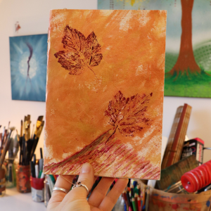 Carnet fait main Feuille dorée